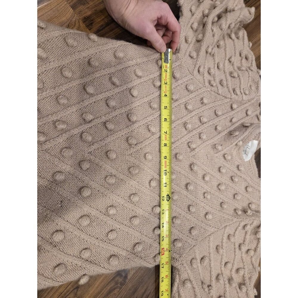 Chicwish Bobble Knit Sweater Womens Beige Textured Pom Pom Balloon Sleeve - Picture 8 of 14